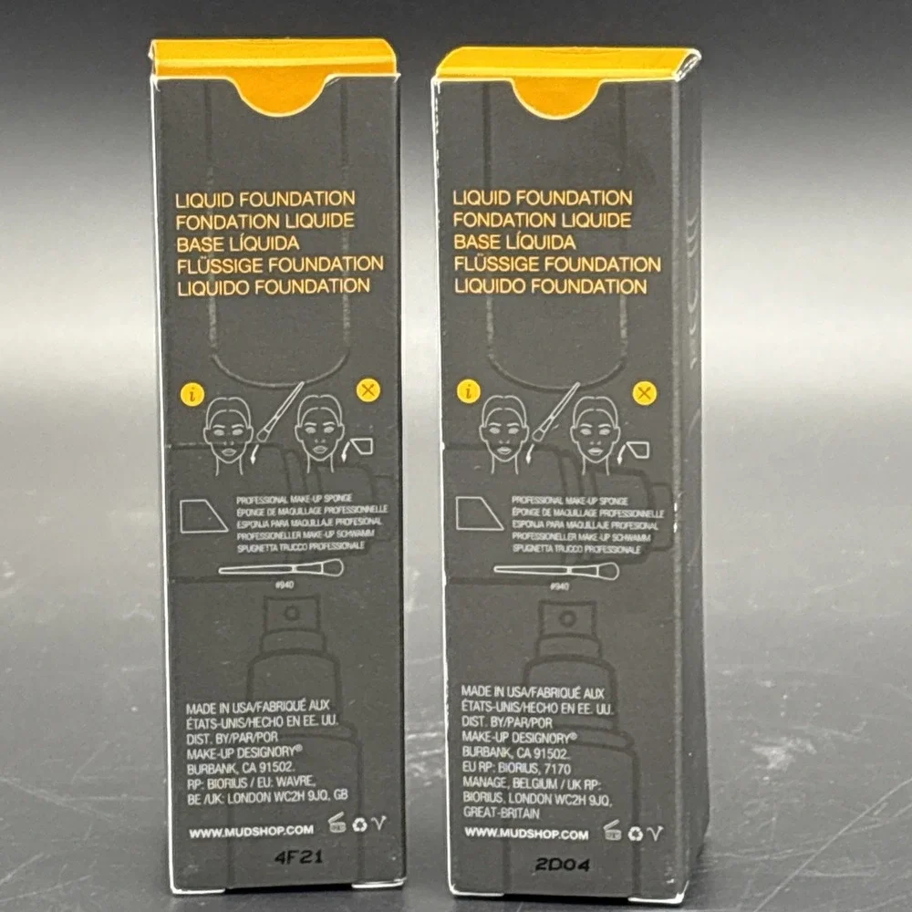 MUD Make-Up Designory Liquid Foundation Lot of 2 - Brand New - Shades M3 & D3